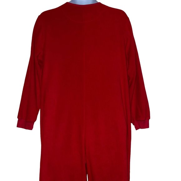 Nick & Nora Red Sock Monkey Pajamas Womens M Footie Unionsuit PJs Costume Solid - Picture 5 of 8